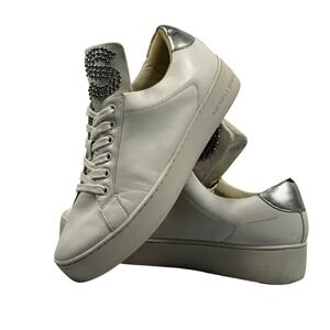Michael Kors Women‎ Sneakers 10M White Leather Studded Platform Lace Up